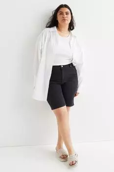 H&amp;M+ Джинсовые шорты с высокой талией, черный