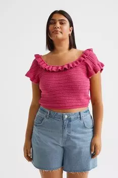 H&M+ Джинсовые шорты с высокой талией, синий деним