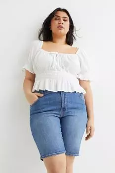 H&amp;M+ Джинсовые шорты с высокой талией, синий деним