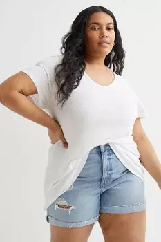 H&amp;M+ Футболка из смесового льна, белый