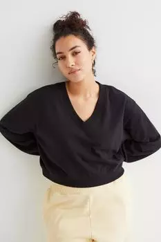 H&amp;M+ Короткая толстовка, черный
