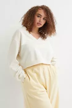 H&amp;M+ Короткая толстовка, сливочный