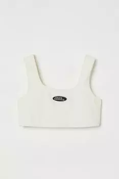H&M+ Короткий топ из джерси, белый/без страха