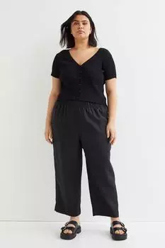 H&amp;M+ Льняные брюки до щиколотки, черный