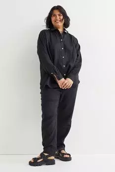 H&amp;M+ Льняные джоггеры, черный