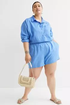 H&M+ Льняные шорты, синий
