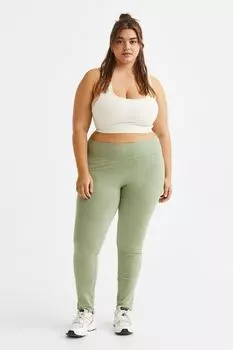 H&amp;M+ Леггинсы из джерси, светло-зеленый хаки