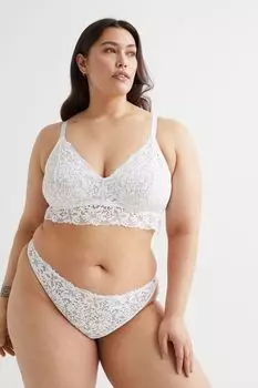 H&amp;M+ Мягкий кружевной бюстгальтер, белый
