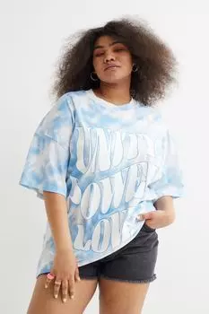 H&amp;M+ Платье-футболка оверсайз с принтом, белый/галстук