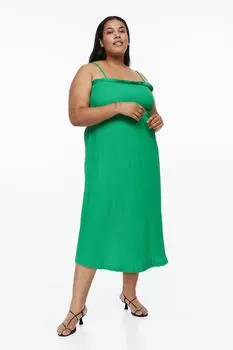 H&amp;M+ Платье с эластичной сборкой, зеленый