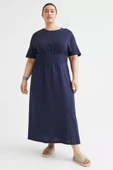 H&amp;M+ Платье с присборенной резинкой на талии, темно-синий