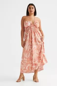 H&amp;M+ платье с завязками, светло-оранжевый/узор