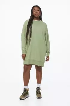 H&amp;M+ Платье-толстовка, хаки зеленый