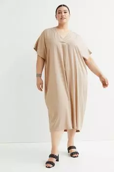 H&amp;M+ платье-туника с V-образным вырезом, бежевый