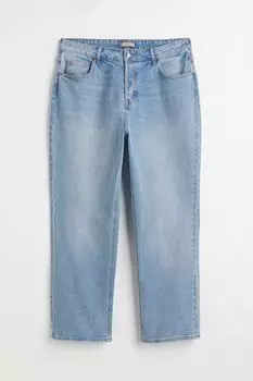 H&M+ Прямые джинсы с высокой щиколоткой, светло-голубой деним