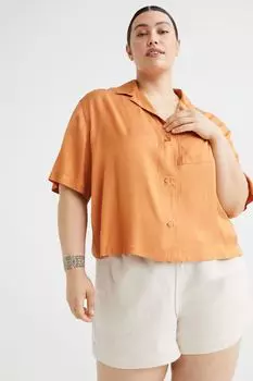 H&amp;M+ Рубашка оверсайз с короткими рукавами, апельсин