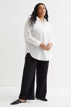H&M+ Широкие атласные брюки, черный