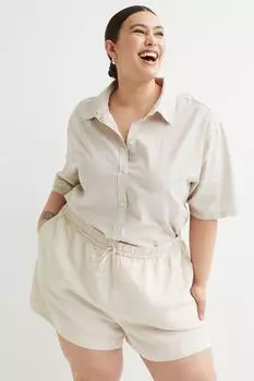 H&M+ Шорты из смесового льна, светло-бежевый