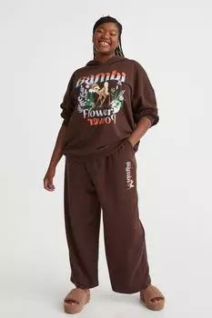 H&amp;M+ Спортивные брюки с широким принтом, темно-коричневый/бэмби