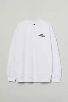 H&M+ Толстовка оверсайз, белый/мейв