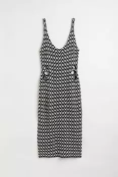 H&M+ Трикотажное платье, черный/узор