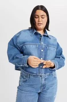H&amp;M+ Укороченная джинсовая рубашка, синий деним