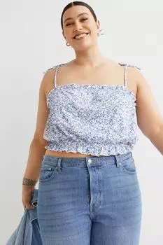 H&amp;M+ Укороченный топ, голубой/маленькие цветы