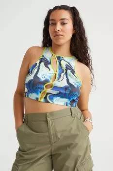 H&amp;M+ Укороченный топ с вырезами, синий/узор