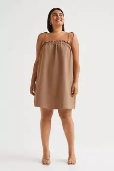 H&amp;M+ Вафельное платье из джерси, темно-бежевый