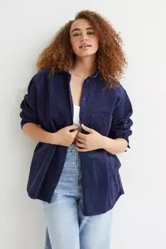 H&amp;M+ Вельветовая рубашка, темно-синий