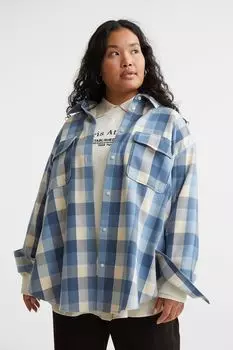 H&amp;M+ Верхняя рубашка из твила, синий/клетчатый