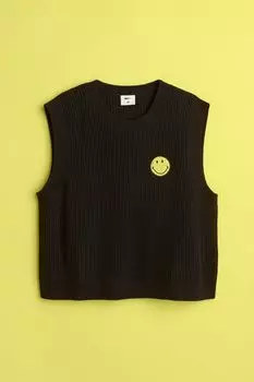 H&M+ Вязаный жилет, черный/смайлик