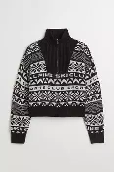 H&amp;M+ Жаккардовый свитер, черный/горнолыжный клуб
