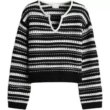 H&M Джемпер женский черный/полосатый
