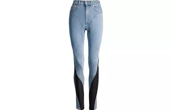 H&M Джинсы Mugler Spiral Panel Light Denim синего/черного цвета