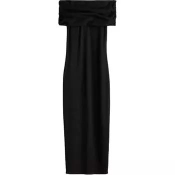 H&M Платье с короткими рукавами, женское, черное