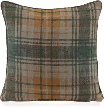 Х.ОК.К. Декоративная подушка "Эдди", клетка, Рождественская подушка, включая наполнитель, чехол на молнии H.O.C.K. 70х40 см, темно-зеленый/оранжевый