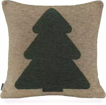 Х.ОК.К. Декоративная подушка "Ёлка" "Рождественская пора", "Ёлка", включая наполнитель, чехол на молнии H.O.C.K. 40х40 см, темно-зеленый/серо-коричневый