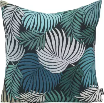 Х.ОК.К. Декоративная подушка "Копакабана" с листьями, чехол с наполнителем, 1 шт H.O.C.K. 45х45 см, цвет petrol/green + geblmt