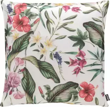Х.ОК.К. Декоративная подушка "Пляжная жизнь" с цветами и листьями, чехол с наполнителем, 1 шт H.O.C.K. 50х50 см, цвет bunt + bedruckt