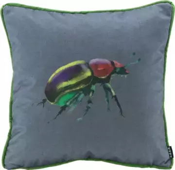 Х.ОК.К. Декоративная подушка "Жук-розочка", переливающийся бархат, чехол на подушку с наполнителем, 1 шт H.O.C.K. 45х45 см, цвет bunt + bedruckt