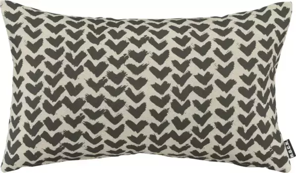 Х.ОК.К. Подушка декоративная "Черное сердце", с сердечками, чехол с наполнителем, 1 шт H.O.C.K. 30х50 см, черный/серо-коричневый