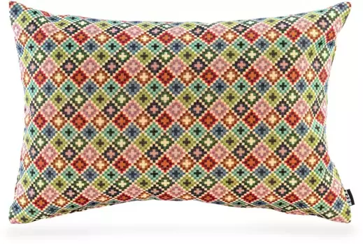 Х.ОК.К. Подушка декоративная "Дамла", с крестиками, чехол с наполнителем, 1 шт H.O.C.K. 60х40 см, цвет bunt + gemustert