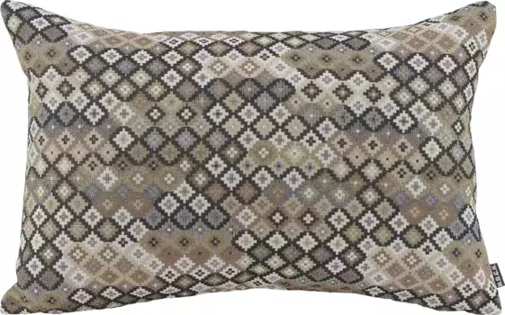 Х.ОК.К. Подушка декоративная "Хьюго", с модным рисунком, чехол с наполнителем, 1 шт H.O.C.K. 30х50 см, коричневый/черный/зелено-желтый