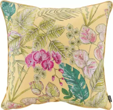 Х.ОК.К. Подушка декоративная "Элиза-Букет Outdoor", подходит для использования на улице, чехол с наполнителем, 1 шт H.O.C.K. 50х50 см, цвет gelb + geblmt