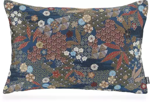 Х.ОК.К. Подушка декоративная "Йоан", с цветочным узором, чехол с наполнителем, 1 шт H.O.C.K. 30х50 см, синий