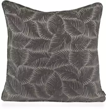 Х.ОК.К. Подушка декоративная "Нелли", с узором в виде листьев, чехол с наполнителем, 1 шт H.O.C.K. 40х60 см, серый