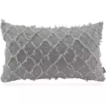Х.ОК.К. Подушка декоративная «Nuvole», диванная подушка с наполнителем, с бахромой, стиль бохо H.O.C.K., цвет grau + unifarben