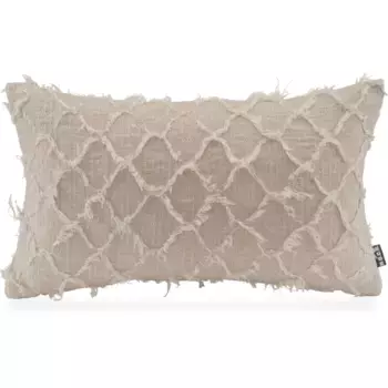 Х.ОК.К. Подушка декоративная «Nuvole», диванная подушка с наполнителем, с бахромой, стиль бохо H.O.C.K., цвет beige-natur + unifarben