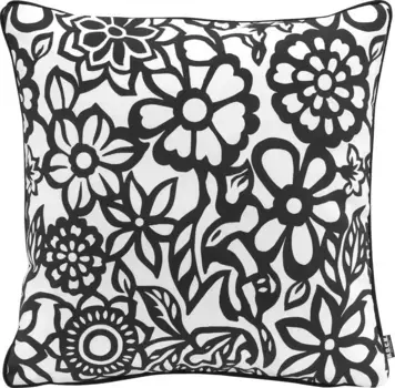 Х.ОК.К. Подушка декоративная "Палома", чехол с наполнителем, 1 штука, в цветочном исполнении H.O.C.K. 50х50 см, черный